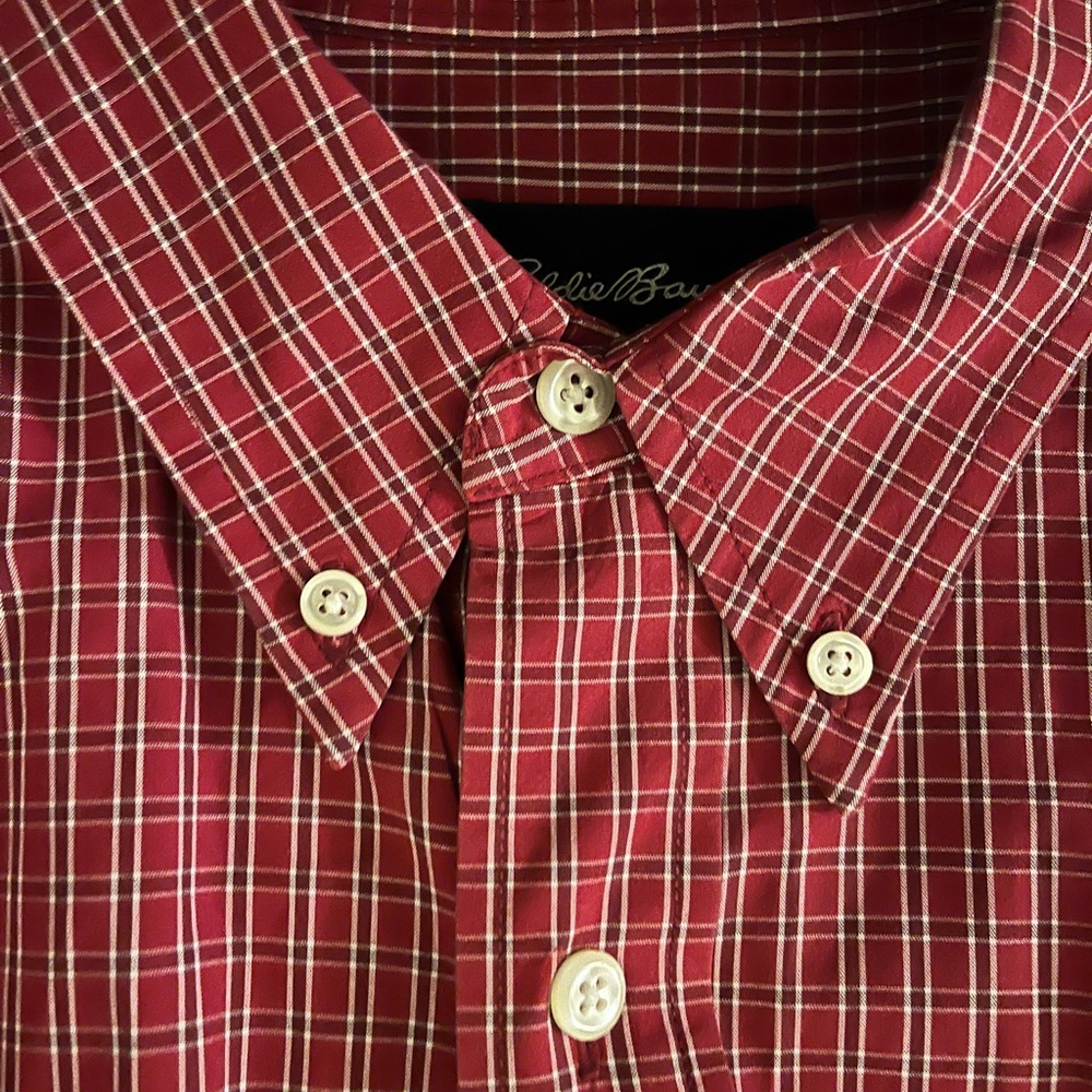 Eddie Bauer Men's 100% Cotton Red Plaid Shirt L